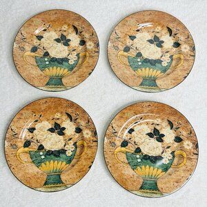 Warren Kimble White Roses Artistic 8" Salad Plates by Sakura NY 1997 Set of 4